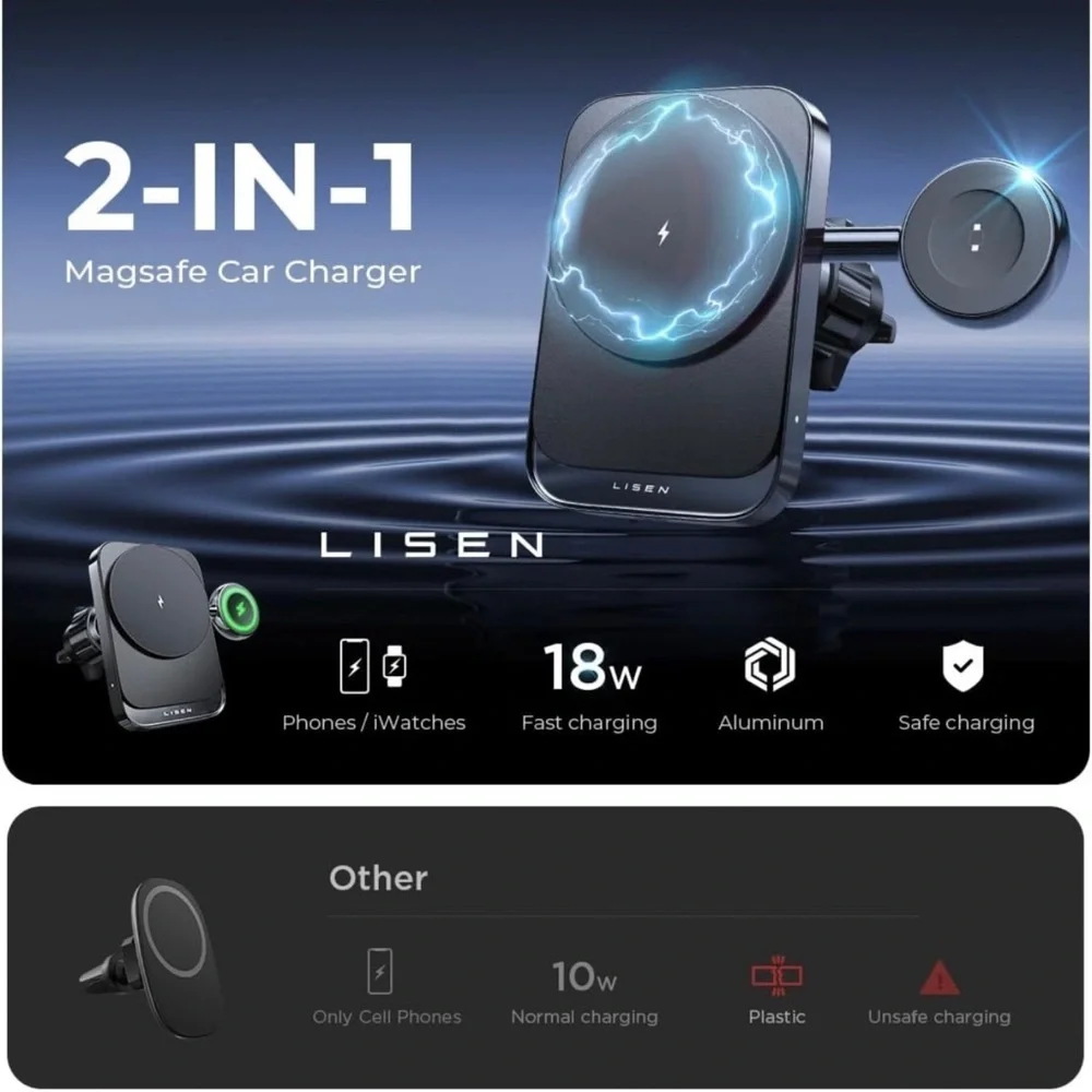 2 in 1 for 18W MagSafe Car Mount Charger